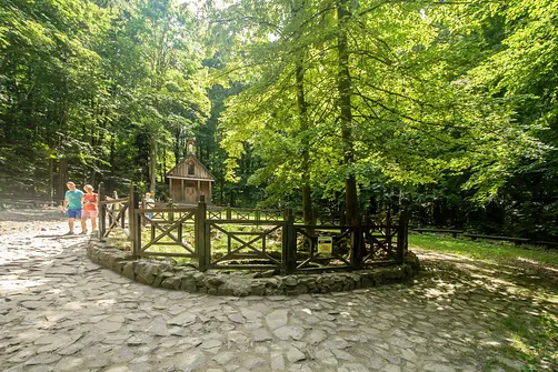 Łysica. Polanka przy źródełku i kapliczce św. Franciszka