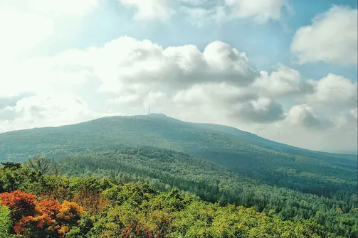 Ślęża. Widok na Ślężę z Wieżycy