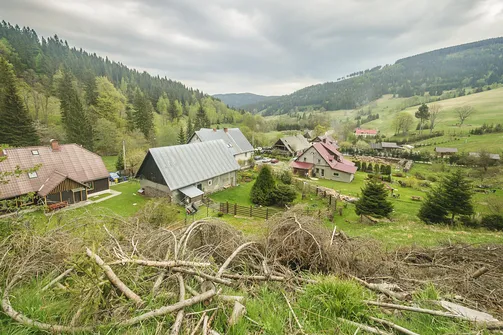 Widok z góry na Bielice.