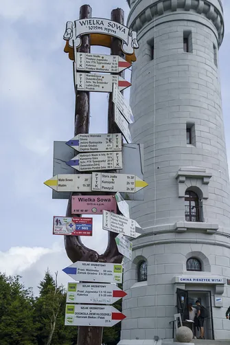 Szlakowskaz na szczycie Wielkiej Sowy
