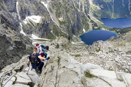 Zejście z Rysów w kierunku Morskiego Oka