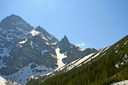Tłumy turystów nad brzegiem Morskiego Oka