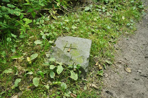 Słupek pomiarowy na najwyższym szczycie Pasma Zgórskiego - Patrolu