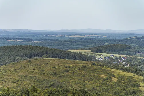 Zamek Królewski w Chęcinach. Widok z zamku w Chęcinach  na Pasmo Przedborsko-Małogoskie