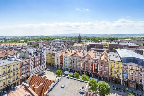 Kamienice Starego Miasta w Świdnicy widziane z wieży ratusza