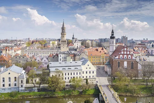 Widok z Wieży Piastowskiej na Stare Miasto w Opolu