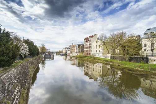 Opolska wenecja - budynki nad Kanałem Młynówka