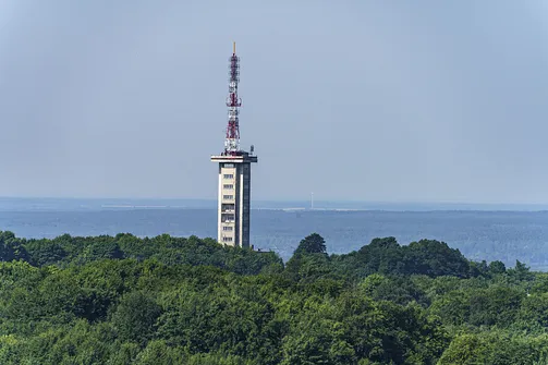 Krzemycza Góra. Góra Krzemycza - widok na wieżę radiowo-telewizyjną w Dobromierzu (1,9 km)