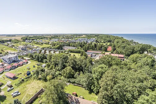 Panorama wybrzeża z latarni w Gąskach - widok na zachód