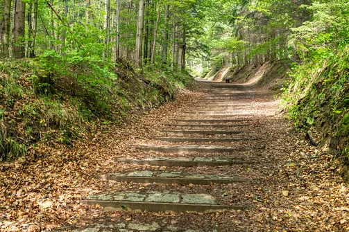 Wędrówka na Kalwarię do kaplicy Matki Bożej Płaczącej. Obryw Skalny i panorama Barda.